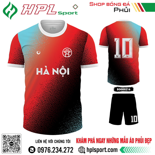 Mẫu áo bóng đá Hà Nội tự thiết kế màu đỏ