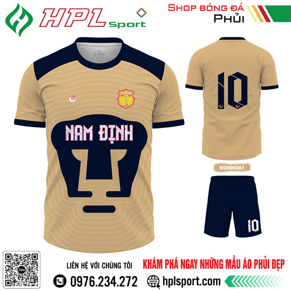 Mẫu áo bóng đá Nam Định thiết kế màu vàng đồng