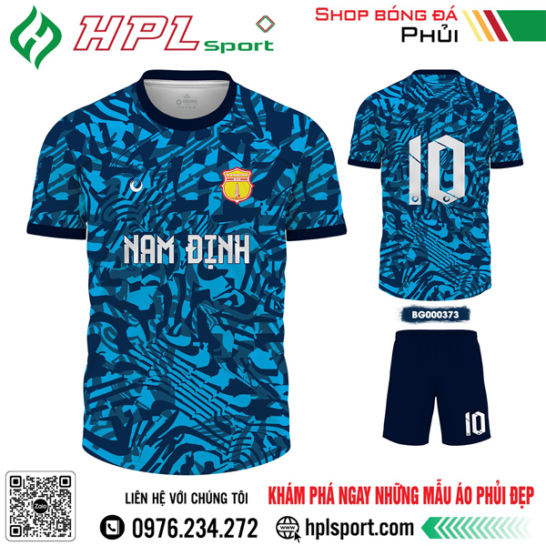 Mẫu áo thi đấu bóng đá Nam Định màu xanh ya
