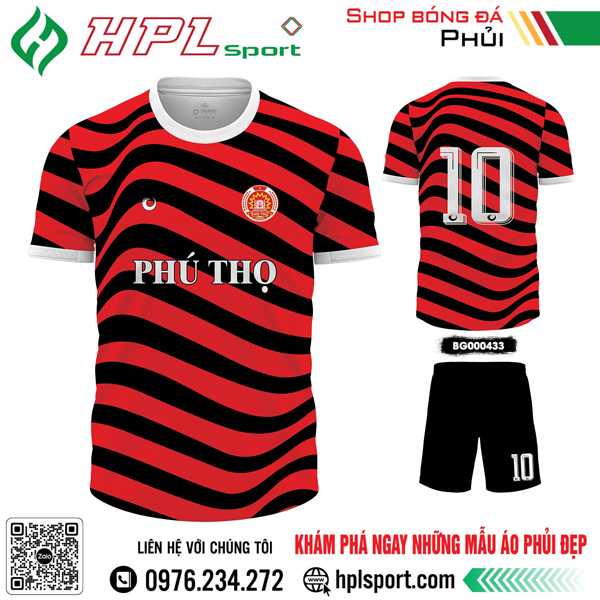 Mẫu áo bóng đá Phú Thọ thiết kế màu đen phối đỏ