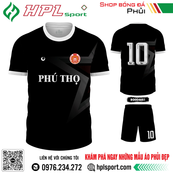 Mẫu áo bóng đá Phú Thọ thiết kế màu đen