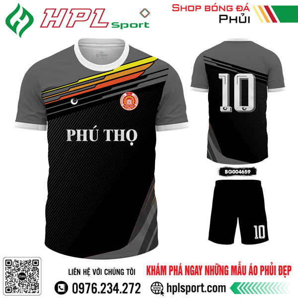 Mẫu áo thi đấu bóng đá Phú Thọ thiết kế màu đen