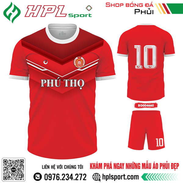 Mẫu áo thi đấu bóng đá Phú Thọ tự thiết kế màu đỏ