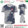 Mẫu áo đá bóng Nghệ An màu xám trắng phối tím than