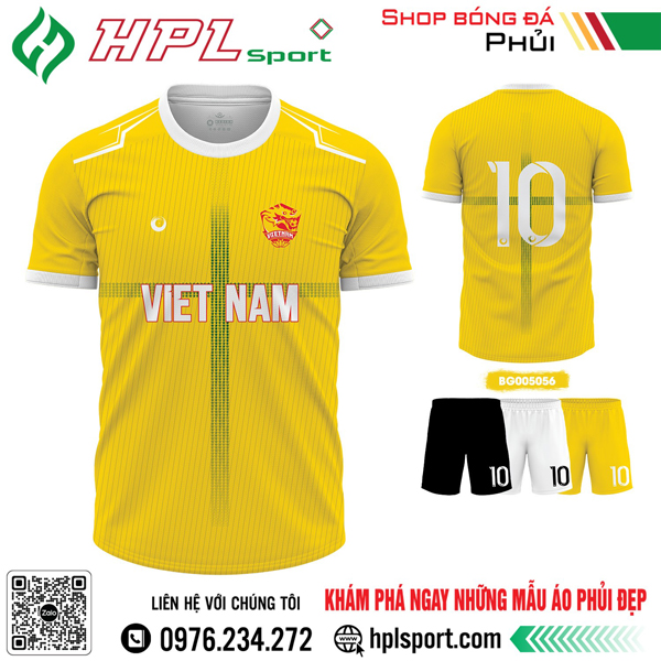 Mẫu áo bóng đá thiết kế màu vàng phối trắng