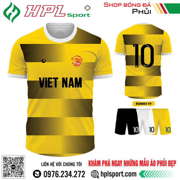 Mẫu áo bóng đá thiết kế màu vàng phối đen