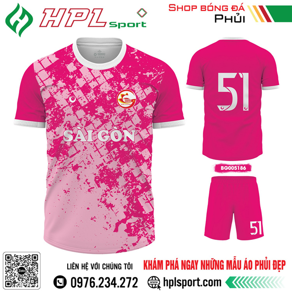 Mẫu áo đá bóng Sài Gòn màu hồng đậm