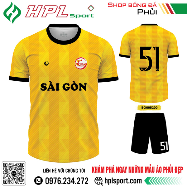 Mẫu áo thi đấu Sài Gòn màu vàng phối đen