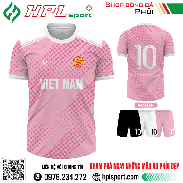 Mẫu áo bóng đá thiết kế màu hồng phối trắng