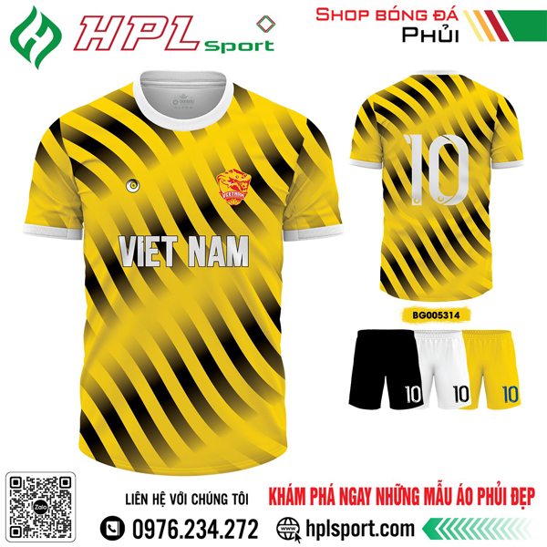 Mẫu áo bóng đá thiết kế màu vàng phối đen