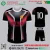 Mẫu áo bóng đá thiết kế màu đen phối đỏ nhạt
