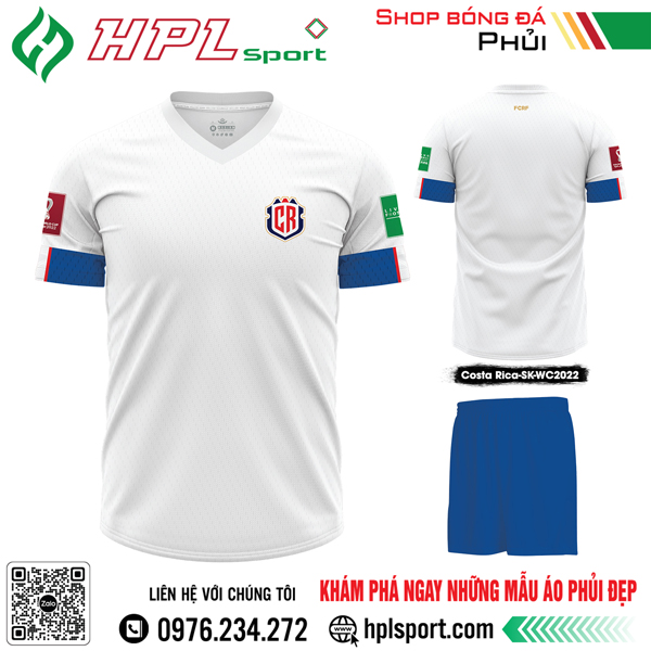 Mẫu áo đấu đội tuyển Costa Rica sân khách Worldcup 2022 màu trắng