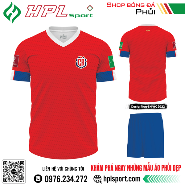 Mẫu áo đá bóng đội tuyển Costa Rica sân nhà Worldcup 2022 màu đỏ
