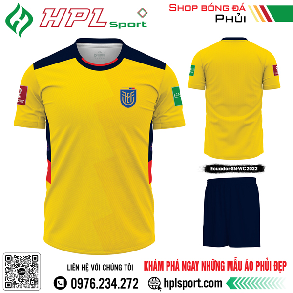 Mẫu áo đá bóng đội tuyển Ecuador sân nhà Worldcup 2022 màu vàng