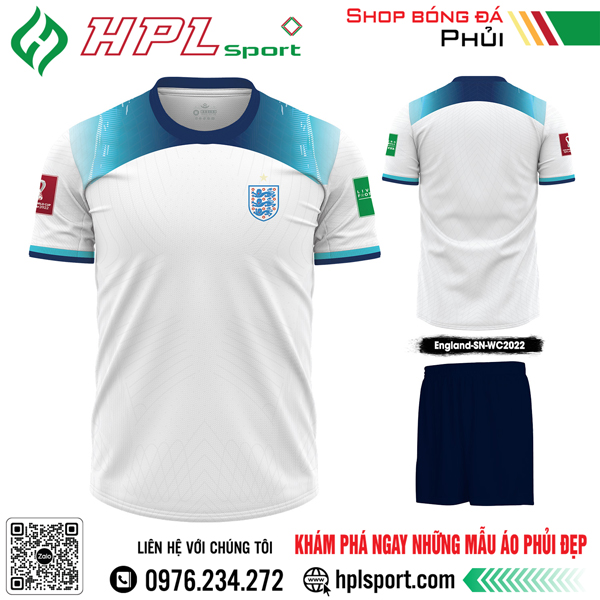 Mẫu áo đá bóng đội tuyển England sân nhà Worldcup 2022 màu trắng