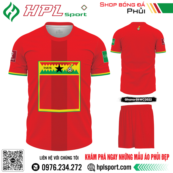 Mẫu áo đá bóng đội tuyển Ghana sân khách Worldcup 2022 màu đỏ