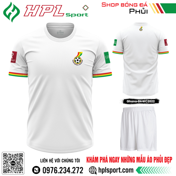 Mẫu áo đá bóng đội tuyển Ghana sân nhà Worldcup 2022 màu trắng