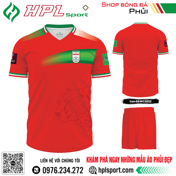Mẫu áo đá bóng đội tuyển Iran sân khách Worldcup 2022 màu đỏ