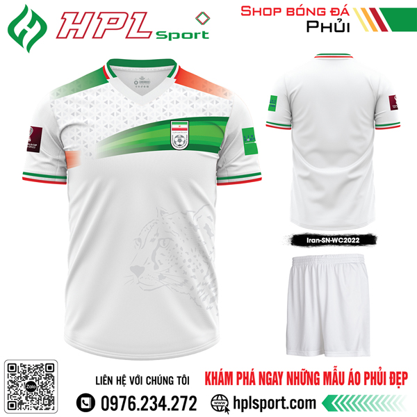 Mẫu áo đá bóng đội tuyển Iran sân nhà Worldcup 2022 màu trắng