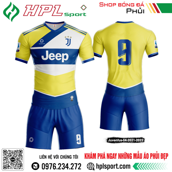 Mẫu áo thi đấu CLB Juventus sân khách màu vàng phối xanh bích