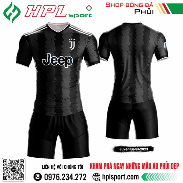 Mẫu áo thi đấu CLB Juventus sân khách màu đen phối xám