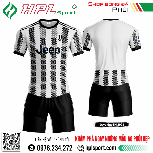 Mẫu áo đá banh CLB Juventus sân nhà màu trắng phối đen