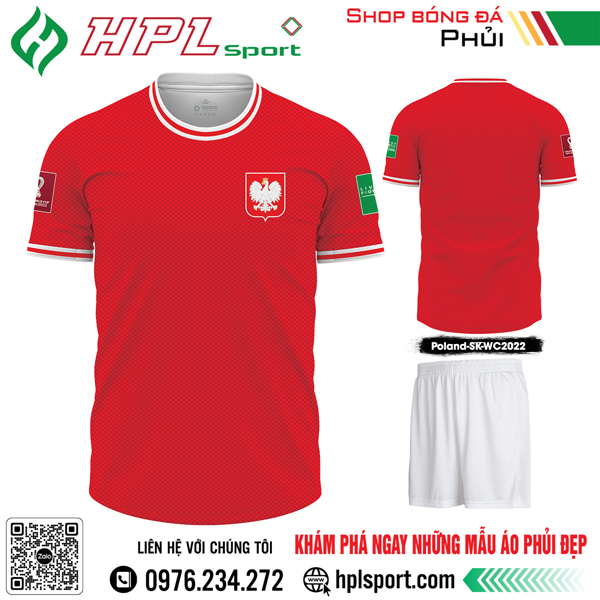 Mẫu áo đá bóng đội tuyển Poland sân khách Worldcup 2022 màu đỏ