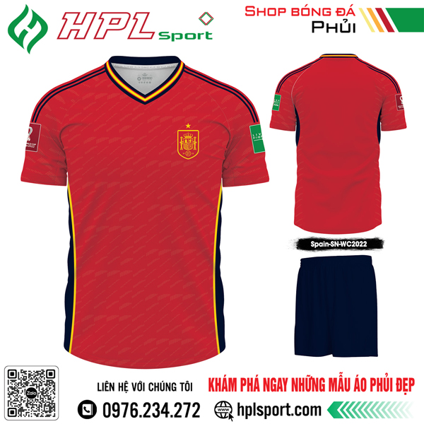 Mẫu áo đá bóng đội tuyển Spain sân nhà Worldcup 2022 màu đỏ